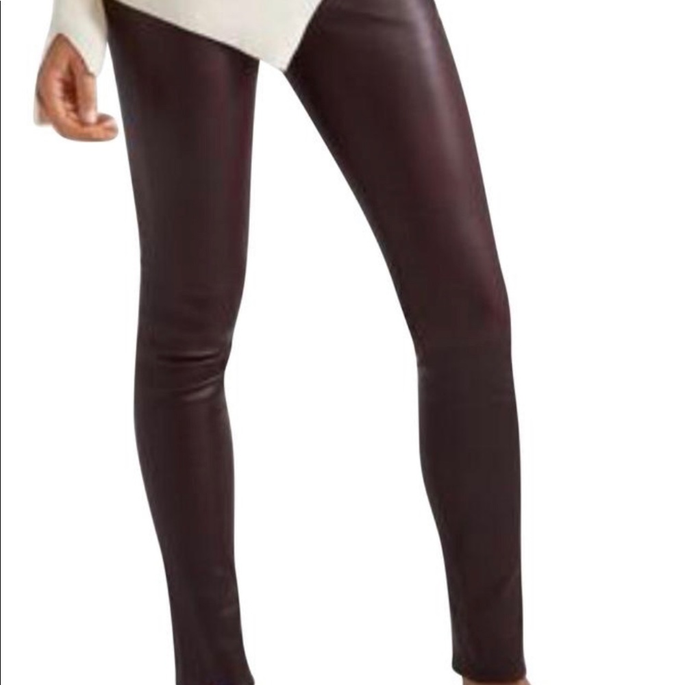 DRY CLEANED Helmet Lang Leather Merlot Leggings size 8